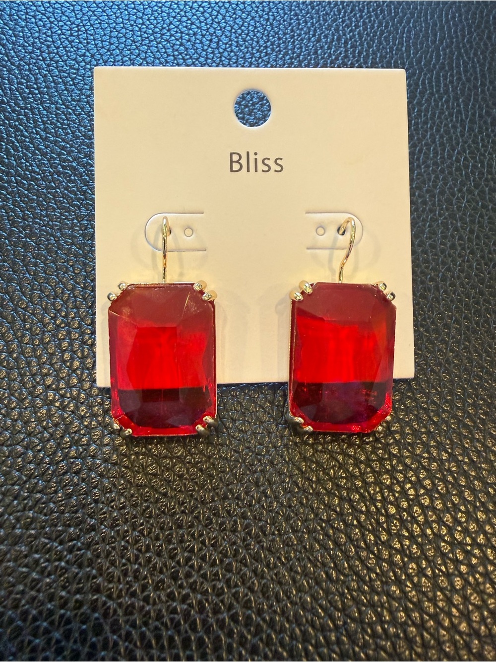 Bliss Bold Red Octagon Drop Earrings